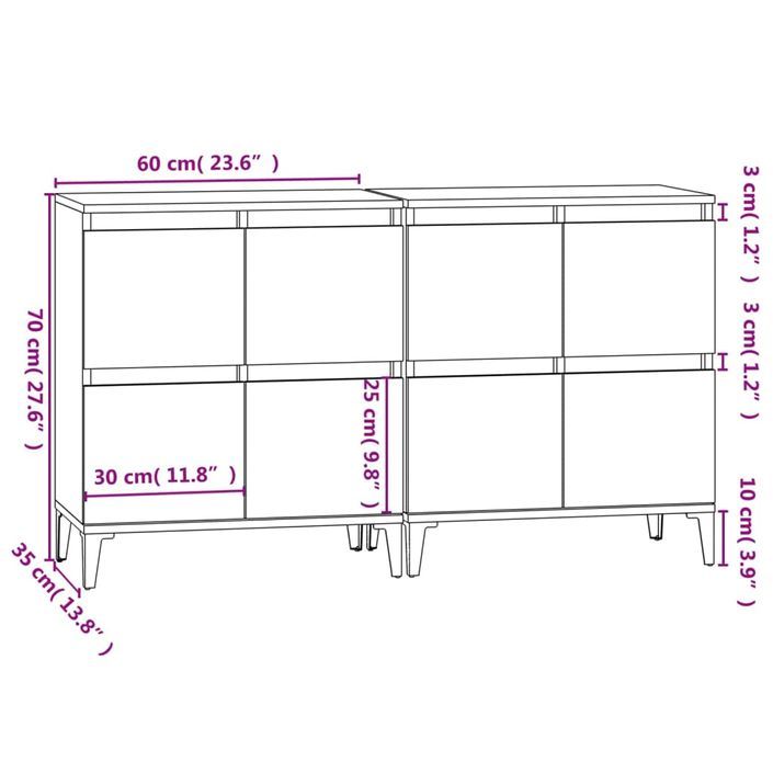 Buffets 2 pcs sonoma gris 60x35x70 cm bois d'ingénierie - Photo n°11