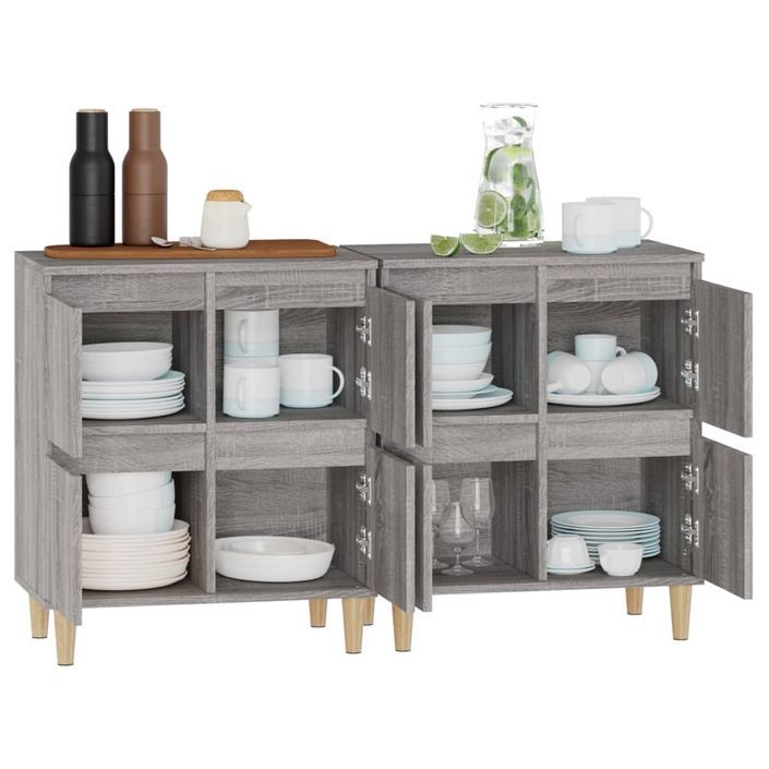 Buffets 2 pcs sonoma gris 60x35x70 cm bois d'ingénierie - Photo n°5