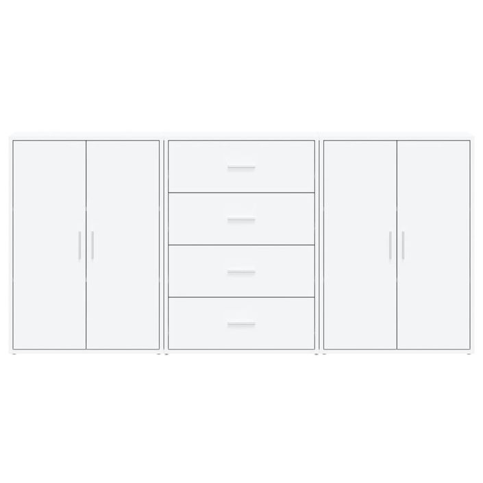 Buffets 3 pcs blanc 60x31x84 cm bois d'ingénierie - Photo n°4