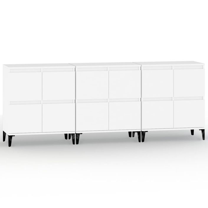 Buffets 3 pcs blanc 60x35x70 cm bois d'ingénierie - Photo n°1