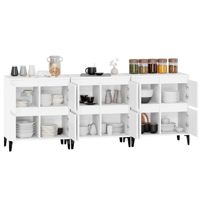 Buffets 3 pcs blanc 60x35x70 cm bois d'ingénierie - Photo n°5