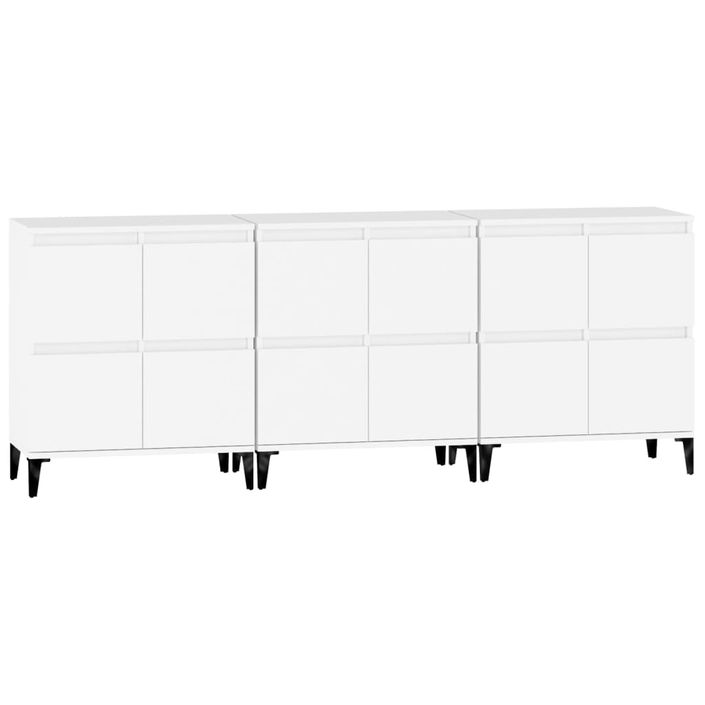 Buffets 3 pcs blanc 60x35x70 cm bois d'ingénierie - Photo n°6