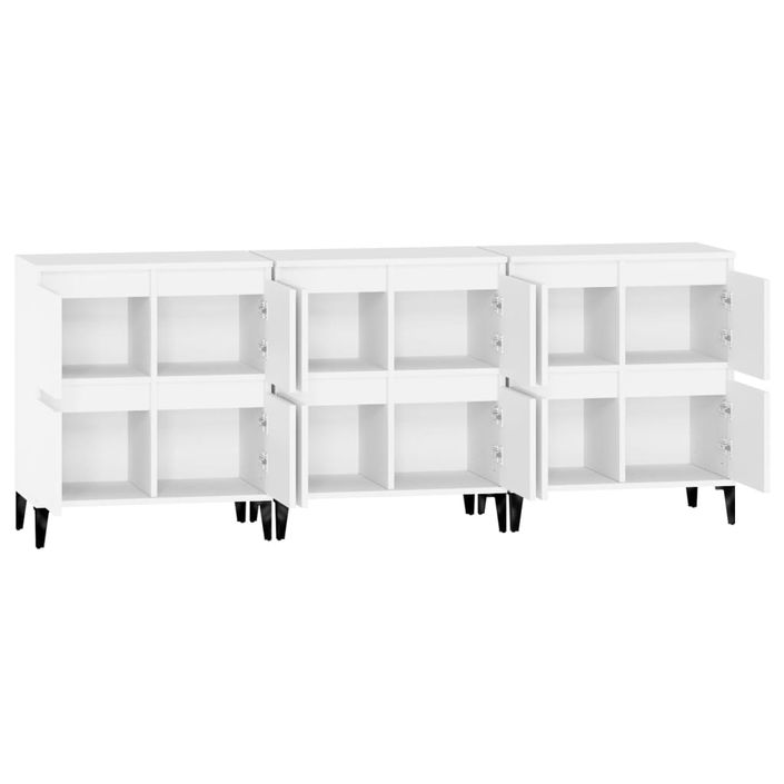 Buffets 3 pcs blanc 60x35x70 cm bois d'ingénierie - Photo n°7