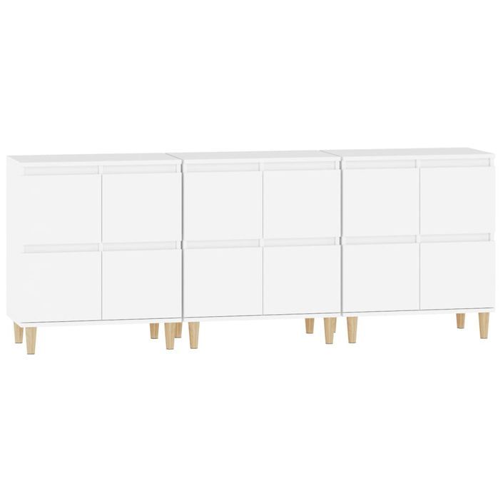 Buffets 3 pcs blanc 60x35x70 cm bois d'ingénierie - Photo n°6