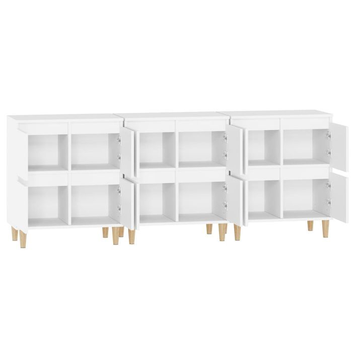 Buffets 3 pcs blanc 60x35x70 cm bois d'ingénierie - Photo n°7