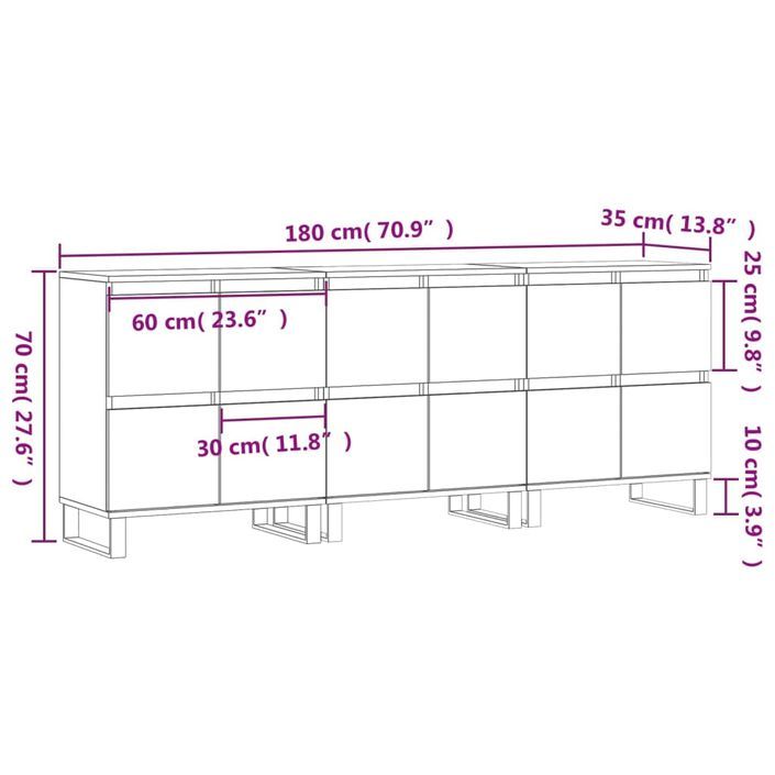 Buffets 3 pcs Blanc Bois d'ingénierie - Photo n°11