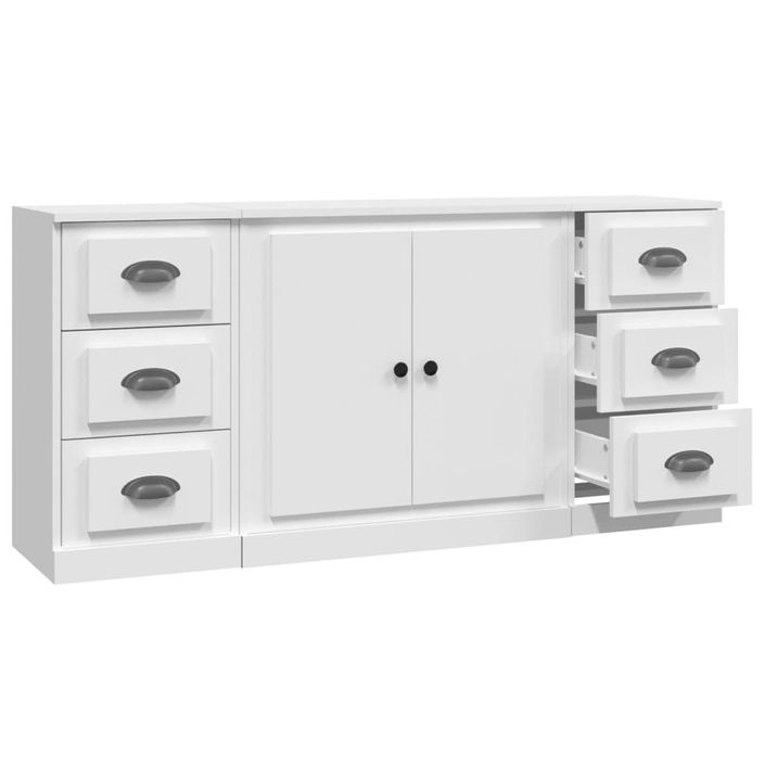 Buffets 3 pcs Blanc Bois d'ingénierie - Photo n°6