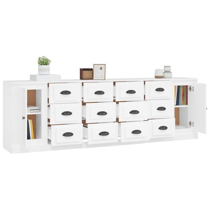 Buffets 3 pcs Blanc Bois d'ingénierie - Photo n°4