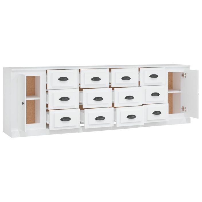 Buffets 3 pcs Blanc Bois d'ingénierie - Photo n°5