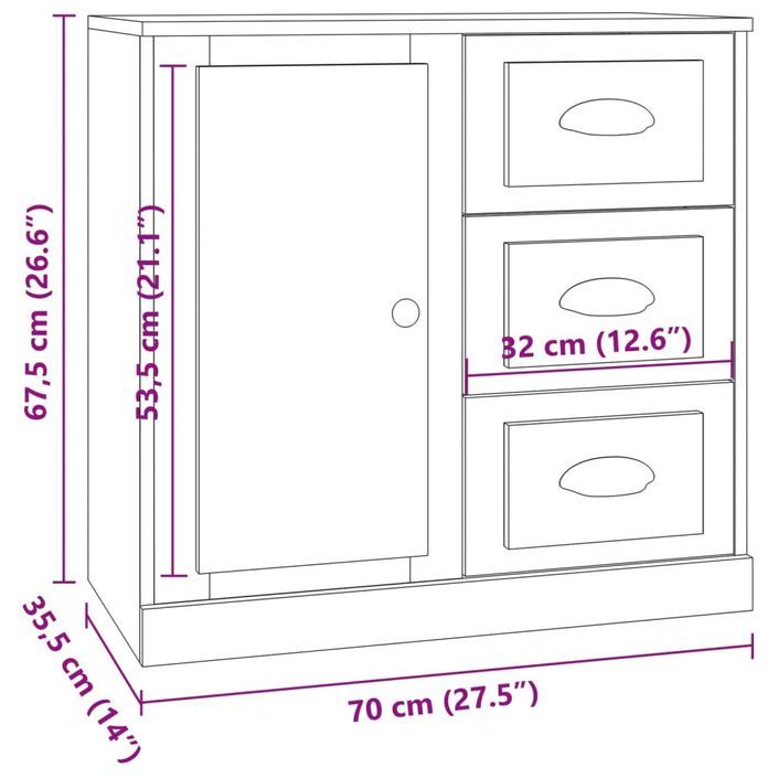 Buffets 3 pcs Blanc Bois d'ingénierie - Photo n°9