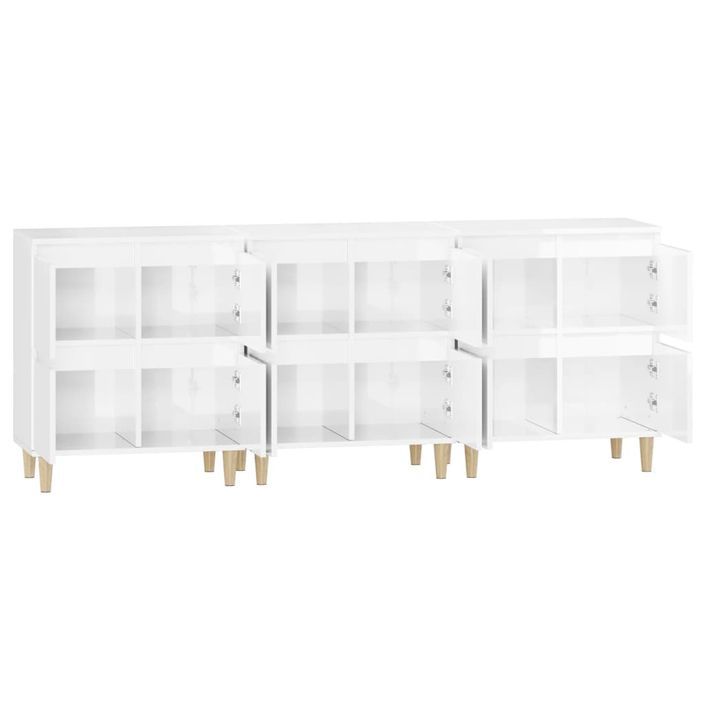 Buffets 3 pcs blanc brillant 60x35x70 cm bois d'ingénierie - Photo n°7