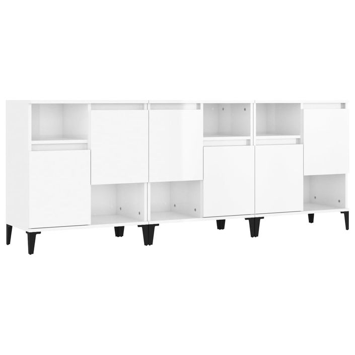 Buffets 3 pcs blanc brillant 60x35x70 cm bois d'ingénierie - Photo n°1