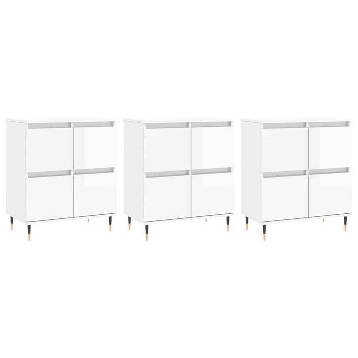 Buffets 3 pcs blanc brillant bois d'ingénierie - Photo n°1