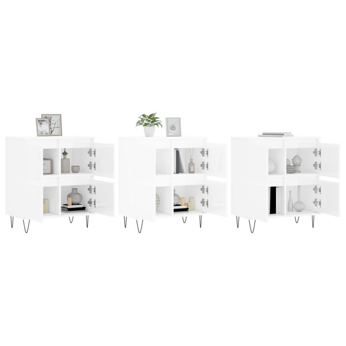 Buffets 3 pcs blanc brillant bois d'ingénierie - Photo n°3