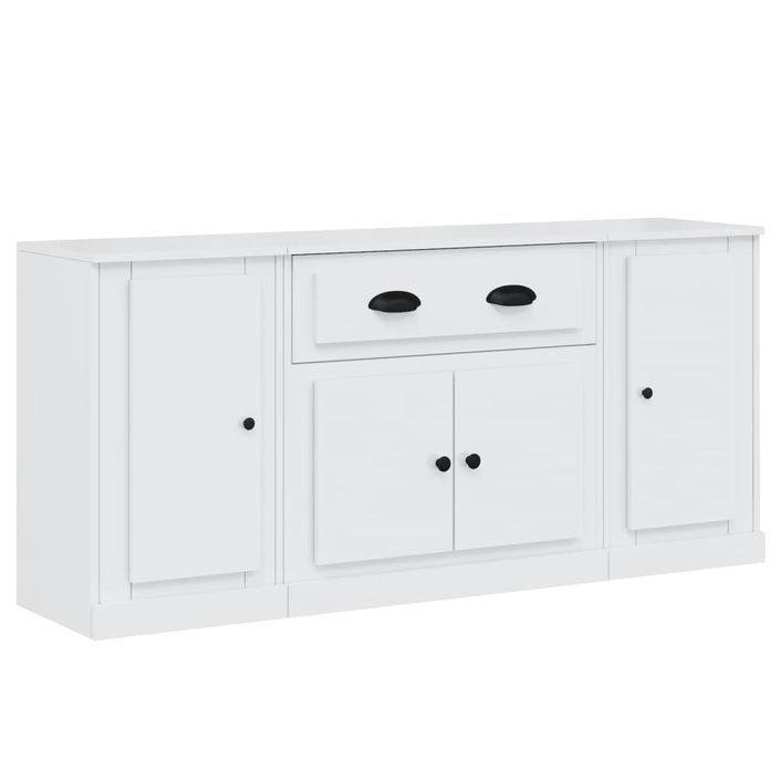 Buffets 3 pcs blanc brillant bois d'ingénierie - Photo n°1