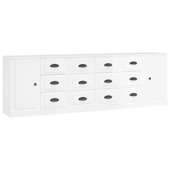 Buffets 3 pcs blanc brillant bois d'ingénierie - Photo n°1