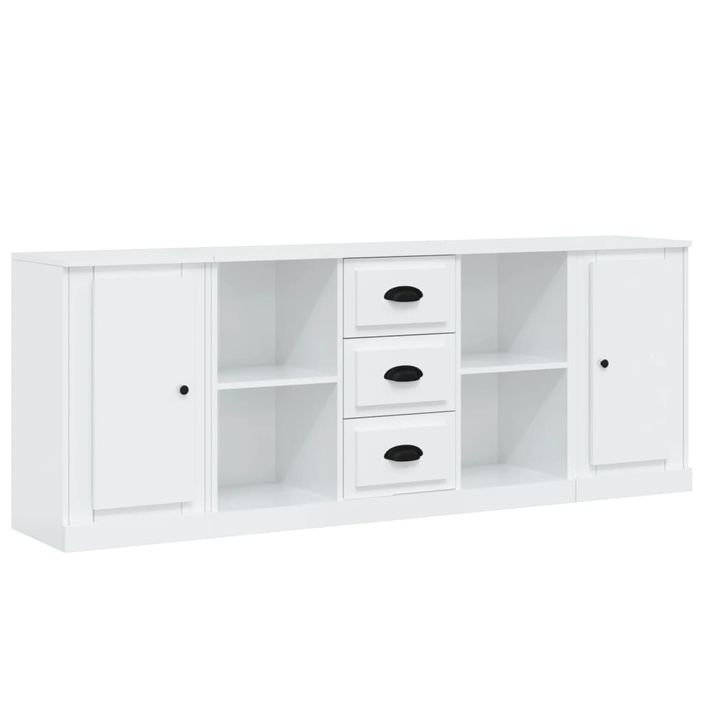 Buffets 3 pcs blanc brillant bois d'ingénierie - Photo n°1