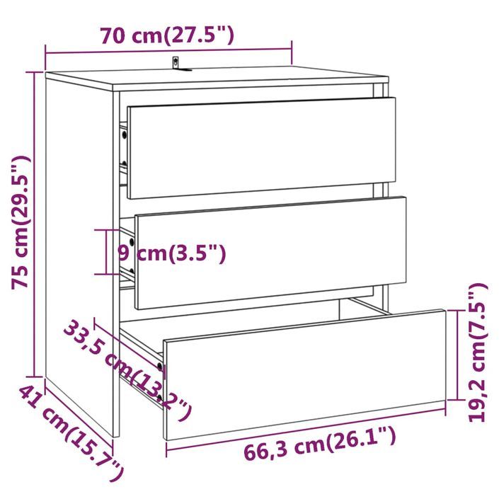 Buffets 3 pcs Chêne fumé Bois d'ingénierie 2 - Photo n°8