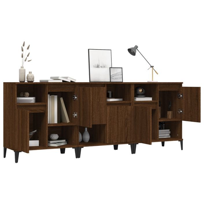 Buffets 3 pcs chêne marron 60x35x70 cm bois d'ingénierie - Photo n°4