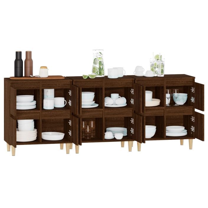 Buffets 3 pcs chêne marron 60x35x70 cm bois d'ingénierie - Photo n°5