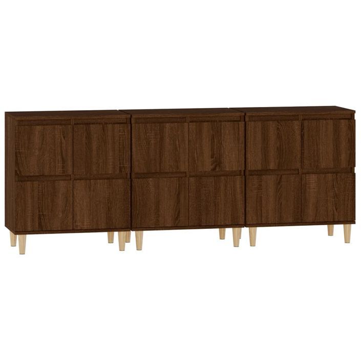 Buffets 3 pcs chêne marron 60x35x70 cm bois d'ingénierie - Photo n°6