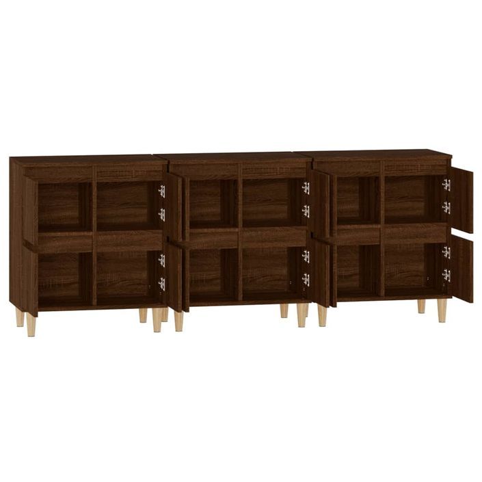 Buffets 3 pcs chêne marron 60x35x70 cm bois d'ingénierie - Photo n°7