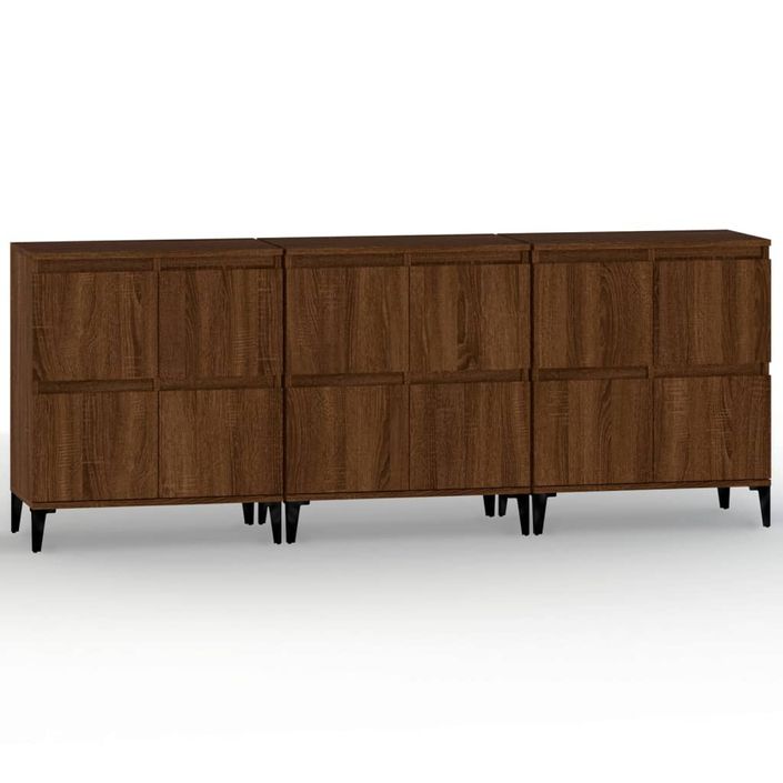 Buffets 3 pcs chêne marron 60x35x70 cm bois d'ingénierie - Photo n°1