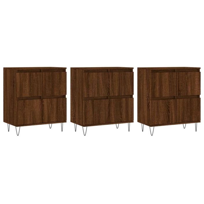 Buffets 3 pcs Chêne marron Bois d'ingénierie - Photo n°1