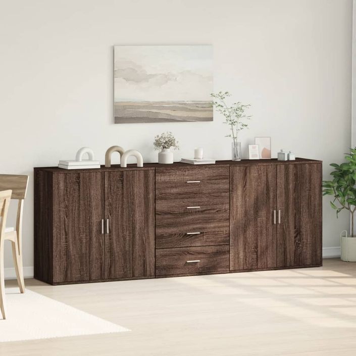 Buffets 3 pcs Chêne marron Bois d'ingénierie - Photo n°3