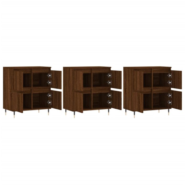 Buffets 3 pcs Chêne marron Bois d'ingénierie - Photo n°4