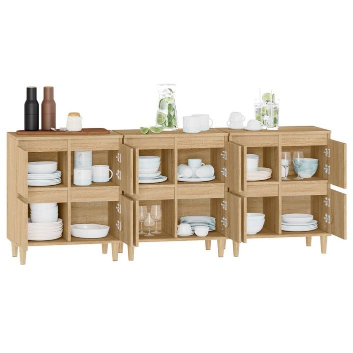 Buffets 3 pcs chêne sonoma 60x35x70 cm bois d'ingénierie - Photo n°5