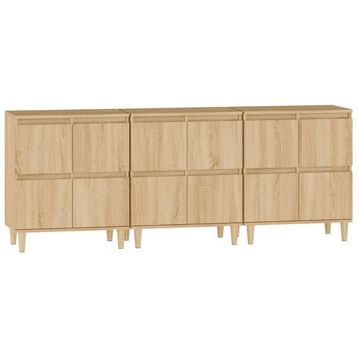 Buffets 3 pcs chêne sonoma 60x35x70 cm bois d'ingénierie - Photo n°6