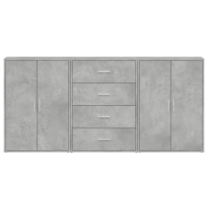 Buffets 3 pcs gris béton 60x31x84 cm bois d'ingénierie - Photo n°4