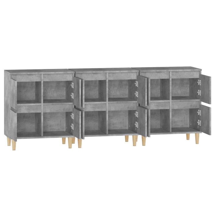 Buffets 3 pcs gris béton 60x35x70 cm bois d'ingénierie - Photo n°6