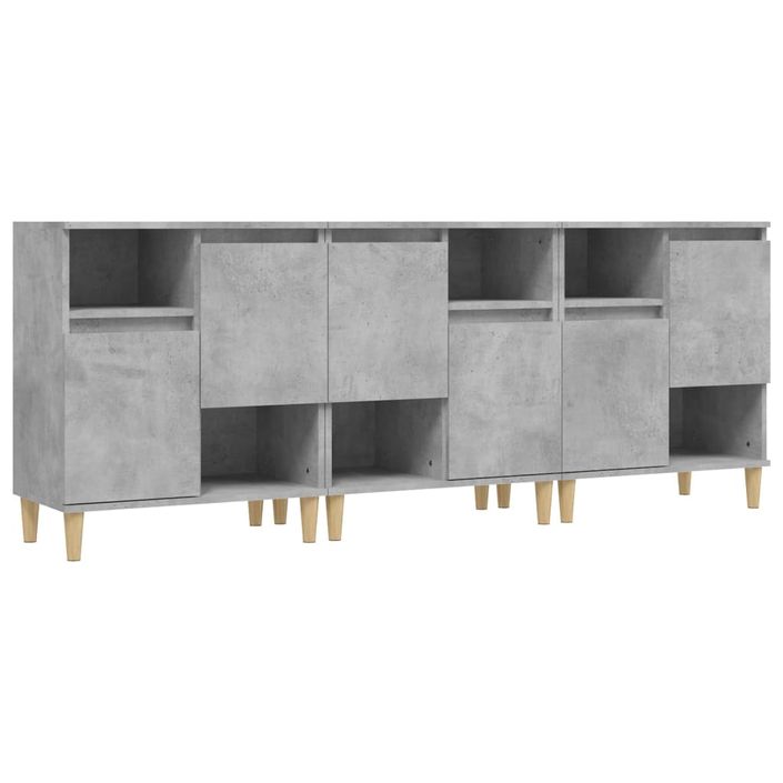 Buffets 3 pcs gris béton 60x35x70 cm bois d'ingénierie - Photo n°1