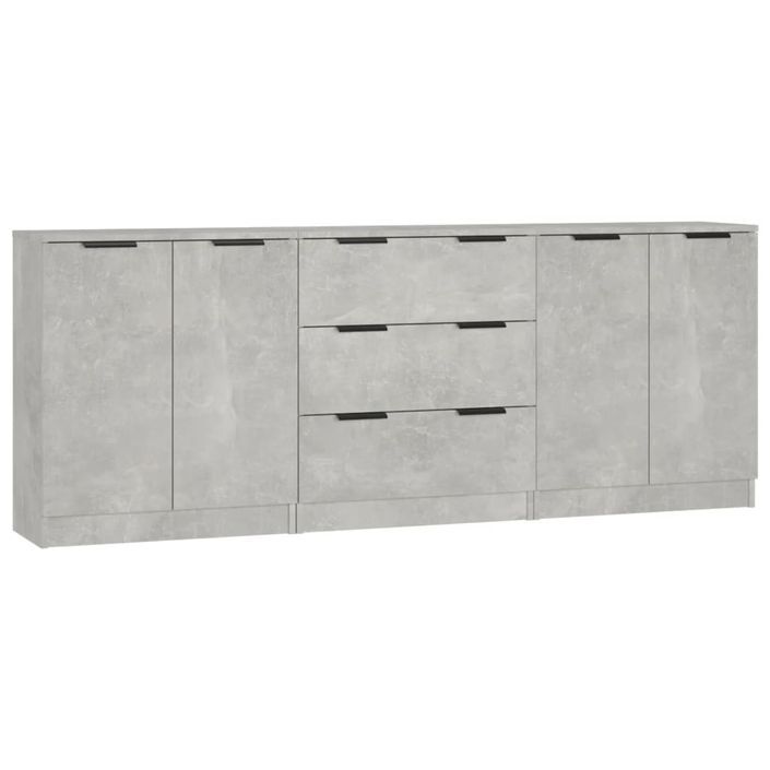 Buffets 3 pcs Gris béton Bois d'ingénierie 2 - Photo n°2