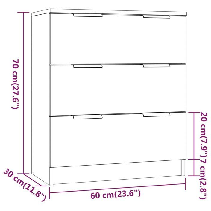 Buffets 3 pcs Gris béton Bois d'ingénierie 2 - Photo n°5