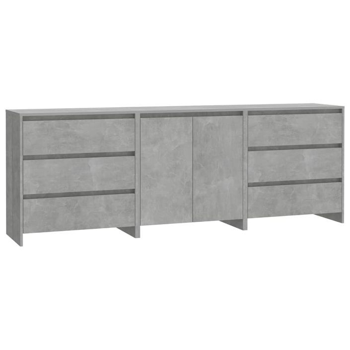 Buffets 3 pcs Gris béton Bois d'ingénierie 3 - Photo n°2