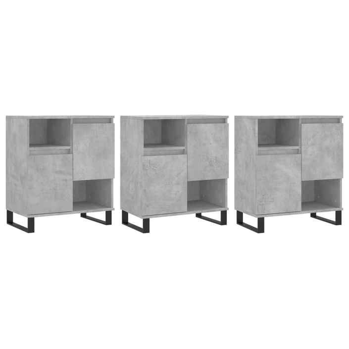 Buffets 3 pcs gris béton bois d'ingénierie - Photo n°1