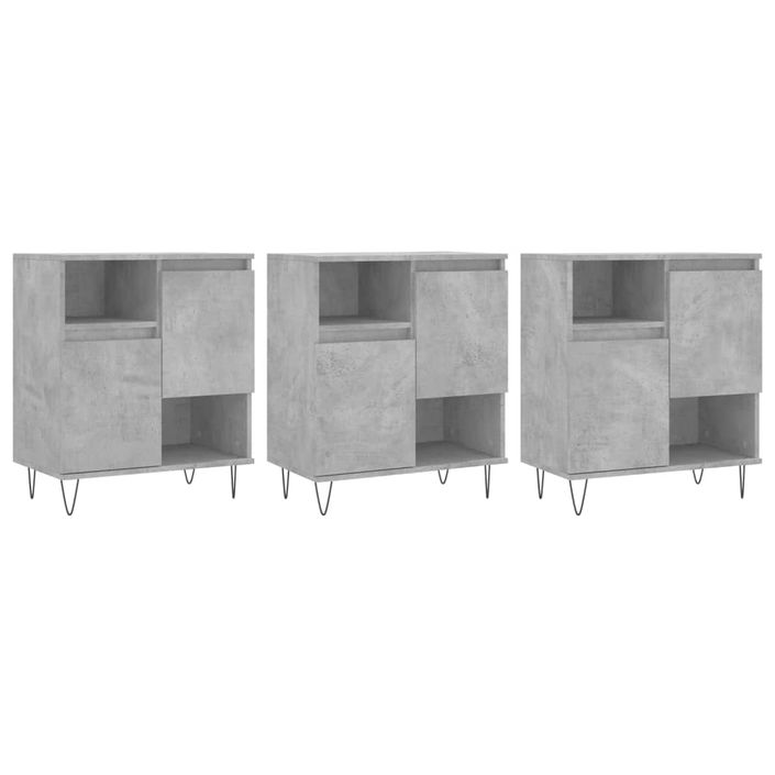 Buffets 3 pcs gris béton bois d'ingénierie - Photo n°1