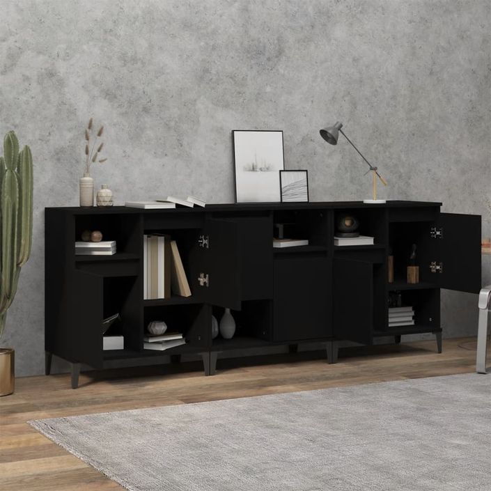 Buffets 3 pcs noir 60x35x70 cm bois d'ingénierie - Photo n°3