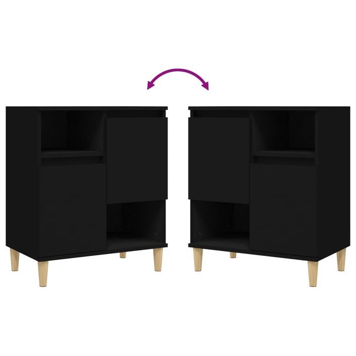 Buffets 3 pcs noir 60x35x70 cm bois d'ingénierie - Photo n°7