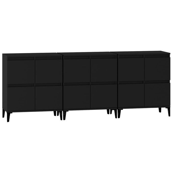 Buffets 3 pcs noir 60x35x70 cm bois d'ingénierie - Photo n°6