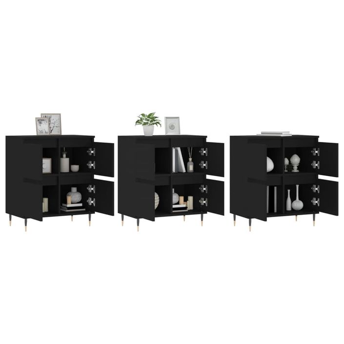 Buffets 3 pcs noir bois d'ingénierie - Photo n°3