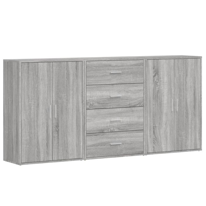 Buffets 3 pcs sonoma gris 60x31x84 cm bois d'ingénierie - Photo n°1