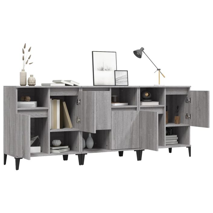 Buffets 3 pcs sonoma gris 60x35x70 cm bois d'ingénierie - Photo n°4