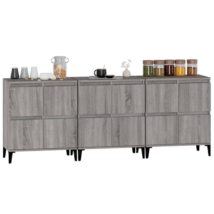 Buffets 3 pcs sonoma gris 60x35x70 cm bois d'ingénierie - Photo n°4