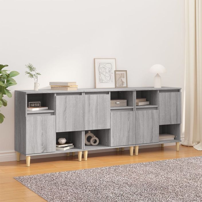 Buffets 3 pcs sonoma gris 60x35x70 cm bois d'ingénierie - Photo n°2