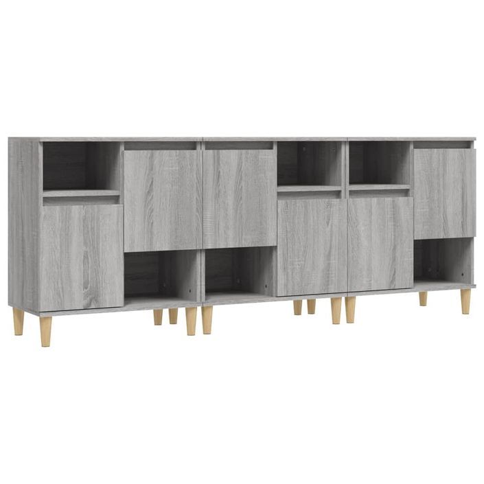 Buffets 3 pcs sonoma gris 60x35x70 cm bois d'ingénierie - Photo n°1