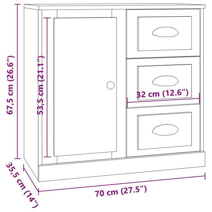 Buffets 3 pcs Sonoma gris Bois d'ingénierie - Photo n°9